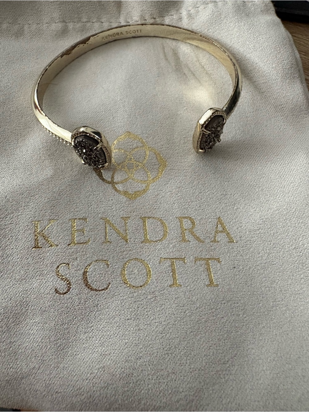 Kendra Scott Gold Open Cuff Bracelet with Dark Drusy Accents